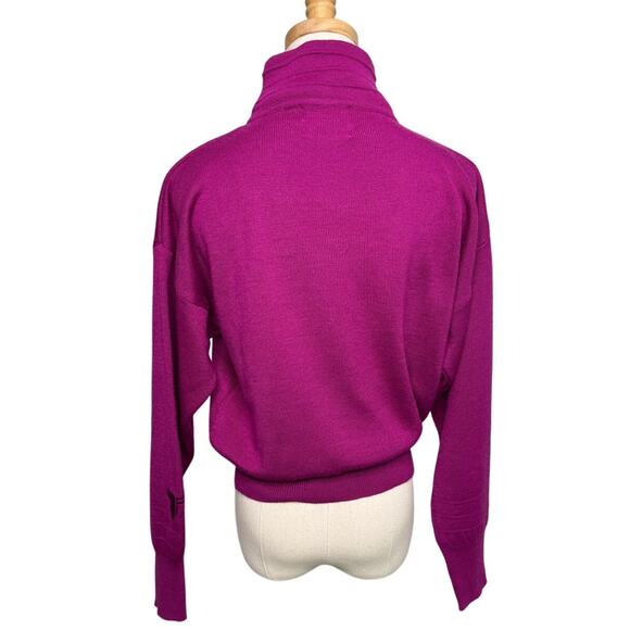 Vintage Tyrolia Skiwear wool blend turtleneck ski sweater raspberry size small S - Picture 4 of 7